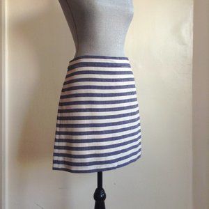 J. Crew Navy and White Striped A-Line Skirt